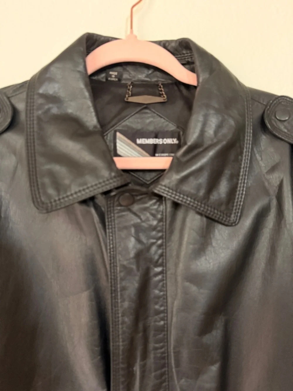Members Only Black Leather Flight-Style Bomber Jacket‎ Classic Retro Biker M 42